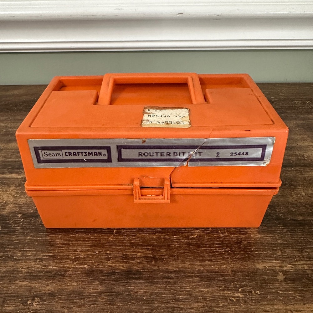Craftsman Router Bit Kit‎ 25448 Vintage Orange USA Made Mixed Wood Working Set